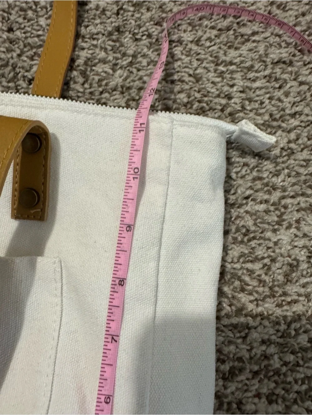 Cozy Earth White Canvas Tote with Tan Leather-Accent Handles
